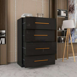 Sliding Wardrobes 4 u LTD Modern Chest Of Drawers High Gloss 4 Drawers Storage Options - Black - thumbnail 2