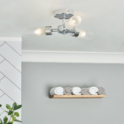 Litecraft Mavis 3 Arm Chrome Semi Flush Bathroom Ceiling Light - image 1