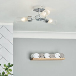 Litecraft Mavis 3 Arm Chrome Semi Flush Bathroom Ceiling Light