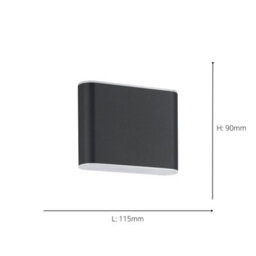 Eglo Grutti Outdoor Led Wall Light, Tri Colour (3000K/4000K/6500K), Ip65 Weatherproof, Anthracite Aluminium - thumbnail 4