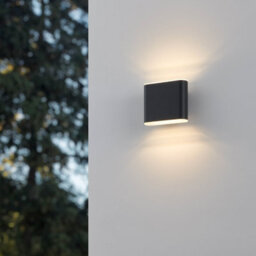 Eglo Grutti Outdoor Led Wall Light, Tri Colour (3000K/4000K/6500K), Ip65 Weatherproof, Anthracite Aluminium