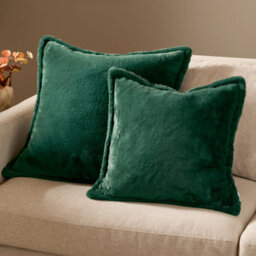 furn. Furn Kallu Faux Fur Feather Filled Cushion, Needle Green, 55 X 55Cm - thumbnail 5