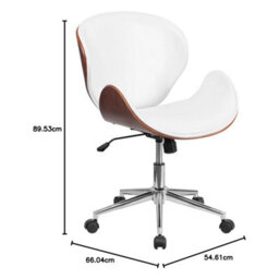 Fwstyle Walnut Effect White Faux Leather Executive Office Swivel Chair - thumbnail 5