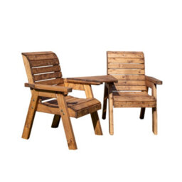 Samuel Alexander Charles Taylor Hand Made 2 Seater Chunky Rustic Wooden Garden Furniture Love Seat With Tray Assembled - thumbnail 8