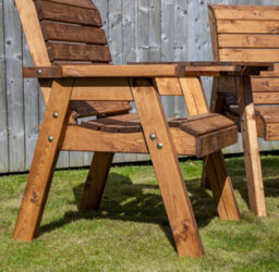 Samuel Alexander Charles Taylor Hand Made 2 Seater Chunky Rustic Wooden Garden Furniture Love Seat With Tray Assembled - thumbnail 6