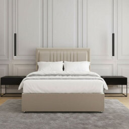 REGIONAL FURNISHINGS Divan Bed Plush Velvet In Cream With 24Inch Panel Headboard & No Mattress No Drawers Single Small Double King Super King - thumbnail 3