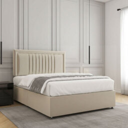 REGIONAL FURNISHINGS Divan Bed Plush Velvet In Cream With 24Inch Panel Headboard & No Mattress No Drawers Single Small Double King Super King - thumbnail 2