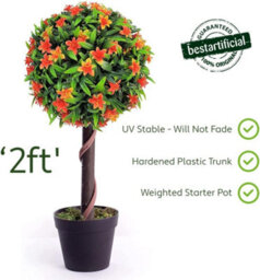 Best Artificial 2Ft / 60Cm Orange Lily Ball Tree Plant Garden Office Conservatory Tropical Indoor Outdoor - thumbnail 3