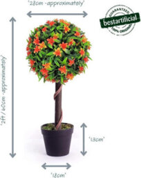 Best Artificial 2Ft / 60Cm Orange Lily Ball Tree Plant Garden Office Conservatory Tropical Indoor Outdoor - thumbnail 2