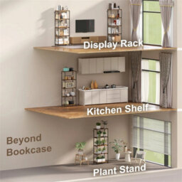 Industrial Bookshelf, Freestanding Bookcase, Rustic Brown And Black - thumbnail 4