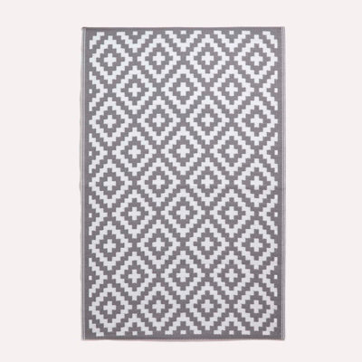 Homescapes Luxury Outdoor Rug Runner Waterproof Reversible For Garden, 75 X 200 Cm, Grey & White, Zoe Geometric - image 1