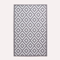 Homescapes Luxury Outdoor Rug Runner Waterproof Reversible For Garden, 75 X 200 Cm, Grey & White, Zoe Geometric - thumbnail 1