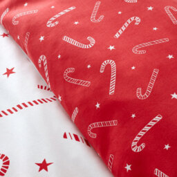 Catherine Lansfield Bedding Christmas Candy Cane Reversible Duvet Cover Set With Pillowcase Red/ White - thumbnail 4