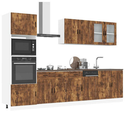 Berkfield 7 Piece Kitchen Cabinet Set Kalmar Smoked Oak Engineered Wood - image 1