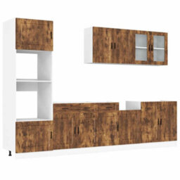 Berkfield 7 Piece Kitchen Cabinet Set Kalmar Smoked Oak Engineered Wood - thumbnail 2