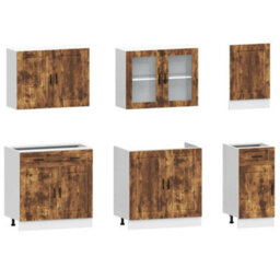 Berkfield 7 Piece Kitchen Cabinet Set Kalmar Smoked Oak Engineered Wood - thumbnail 4