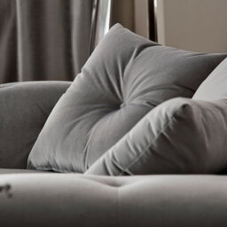 Furnishings For Less UK Derby Fabric Grey 2 Seater Sofa Scatter Back, Scroll Arms - thumbnail 4