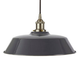 Slate Grey Chancery Painted Dome Pendant Light With Brushed Chrome Lamp Holder And Black Round Cable - Se Home - thumbnail 1