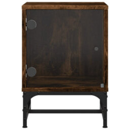 Berkfield Bedside Cabinets With Glass Doors 2 Pcs Smoked Oak 35X37X50 Cm - thumbnail 7