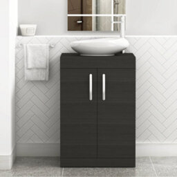 Royal Bathrooms Turin 500mm Freestanding Bathroom Vanity Unit With Sink 2 Door Hale Black & Nova Countertop Basin - thumbnail 1