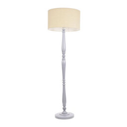 Valuelights Victoria Traditional Grey Wood Candlestick Floor Lamp With Natural Drum Shade - thumbnail 2