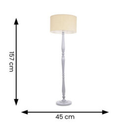 Valuelights Victoria Traditional Grey Wood Candlestick Floor Lamp With Natural Drum Shade - thumbnail 6