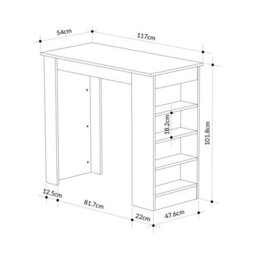 Decortie Swallow Modern Kitchen Bar Dining Table Anthracite Grey With 4-Tier Storage Shelves H 102Cm - thumbnail 3