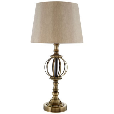 Orsina Antique Brass Table Lamp With Orb Base, Classic Bedside Light, Soft Glow Lighting Lamp For Home & Office