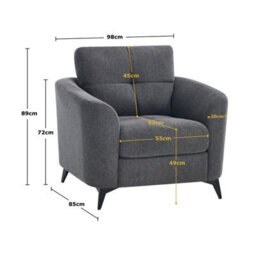 More4Homes Solna Modern Scandi Style Fabric Living Room Chair (Charcoal) - thumbnail 8