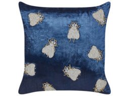 Beliani Throw Cushion Pentas Velvet 45 X 45 Cm Navy Blue Animal Pattern - thumbnail 1