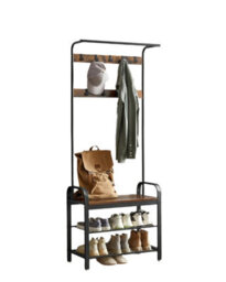 Modcraft Industrial 4-In-1 Coat Rack With Shoe Bench , Hallway Clothes Stand With 9 Hooks - thumbnail 5
