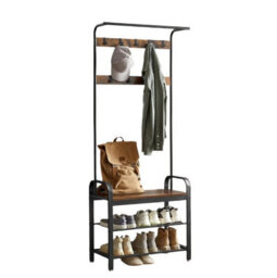 Modcraft Industrial 4-In-1 Coat Rack With Shoe Bench , Hallway Clothes Stand With 9 Hooks - thumbnail 2