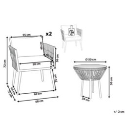Beliani Bistro Set With Cushions Gargano Pe Rattan Grey - thumbnail 3