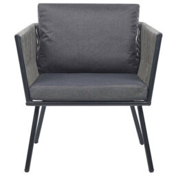 Beliani Bistro Set With Cushions Gargano Pe Rattan Grey - thumbnail 5