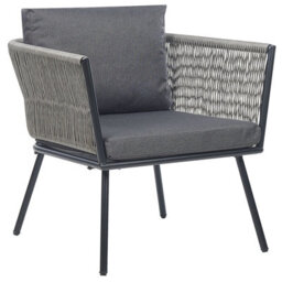 Beliani Bistro Set With Cushions Gargano Pe Rattan Grey - thumbnail 4