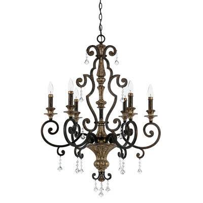 Elegant 6 Bulb Heirloom Chandelier Pendant Light With Led E14 60W Bulbs - image 1