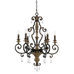 Elegant 6 Bulb Heirloom Chandelier Pendant Light With Led E14 60W Bulbs - thumbnail 1