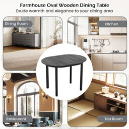 Gainoom Wooden Dining Table For 2-4 People 110 X 78 Cm Oval Kitchen Table-Grey - thumbnail 9