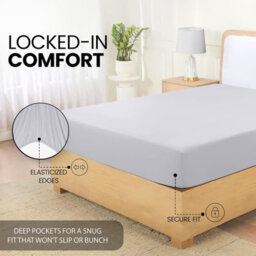Bedlooms King Fitted Sheet 30Cm Extra Deep-Brushed Microfiber Deep Pocket Elasticated Fitted Bed Sheets Silver, 152X200Cm - thumbnail 8
