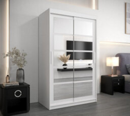 Arte Roma Ii White Stylish Sliding Door Wardrobe H2000mm W1200mm D620mm With Mirrored Panels - thumbnail 2