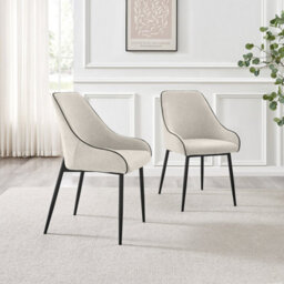 Furniturebox Uk Novara 100Cm Black Top Black Leg Round Dining Table & 4 Cream Beaumont Chairs - thumbnail 7