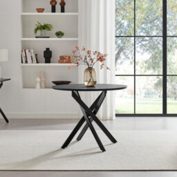 Furniturebox Uk Novara 100Cm Black Top Black Leg Round Dining Table & 4 Cream Beaumont Chairs - thumbnail 3