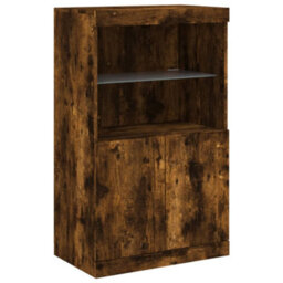 Berkfield Sideboards With Led Lights 3 Pcs Smoked Oak Engineered Wood - thumbnail 7