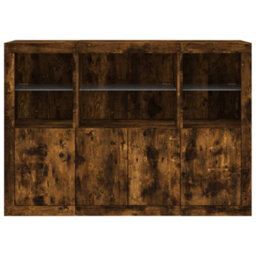 Berkfield Sideboards With Led Lights 3 Pcs Smoked Oak Engineered Wood - thumbnail 6