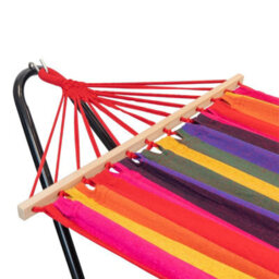 Harbour Housewares Garden Spreader Bar Hammock With Stand - Multi Stripe - thumbnail 5