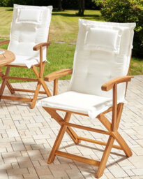 Beliani Set Of 2 Garden Chairs With Cushions Maui Ii Acacia Wood Off-White - thumbnail 2