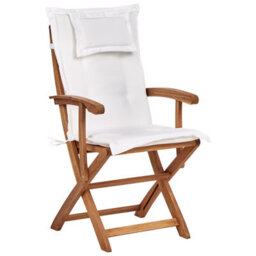 Beliani Set Of 2 Garden Chairs With Cushions Maui Ii Acacia Wood Off-White - thumbnail 4
