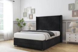"Comfort Milano Black Naples Divan Bed Set No Drawers - 54"" Wingback & 12"" Footboard 3' Single" - thumbnail 2