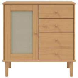 Berkfield Modern Sideboard Senja Rattan Look Brown 80X40X80 Cm Solid Wood Pine - thumbnail 5