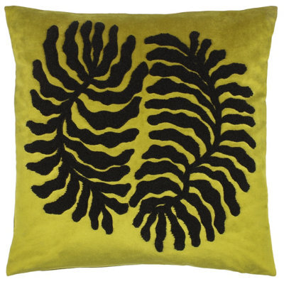 Furn. Maldive Botanical Velvet Tufted Feather Filled Cushion - image 1